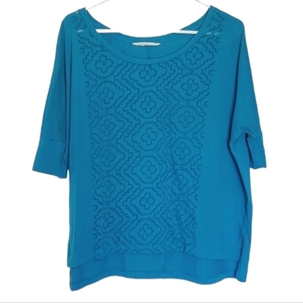 1141 * Old Navy Burnout Scoop Neck Top Teal Size L